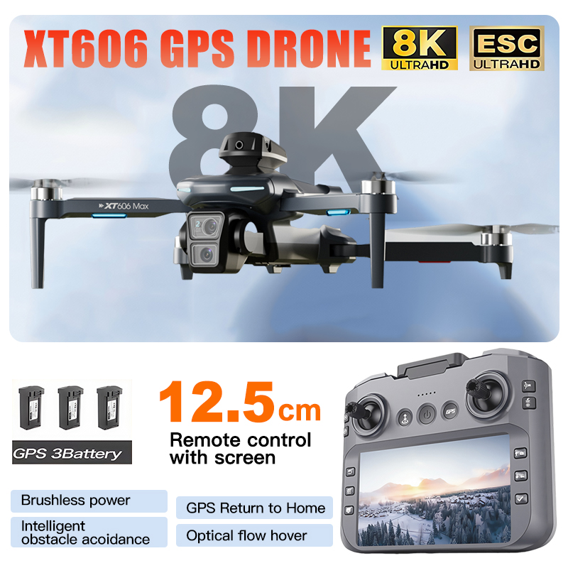 Drone Kit Fpv - XT606 MAX 3 battery Drone 4k